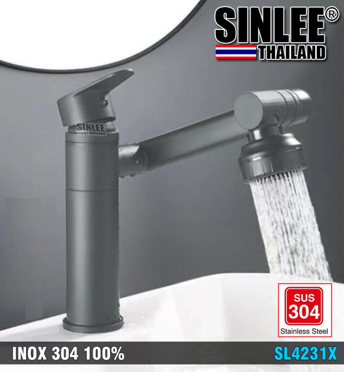 SL4231X – VÒI LAVABO NÓNG LẠNH ĐA NĂNG, XOAY 360 ĐỘ, MÀU XÁM