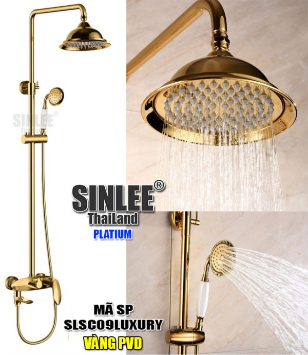 SL3805 - CÂY SEN TẮM ĐỨNG LUXURY LÁ VÀNG - MẠ PVD VÀNG GOLD