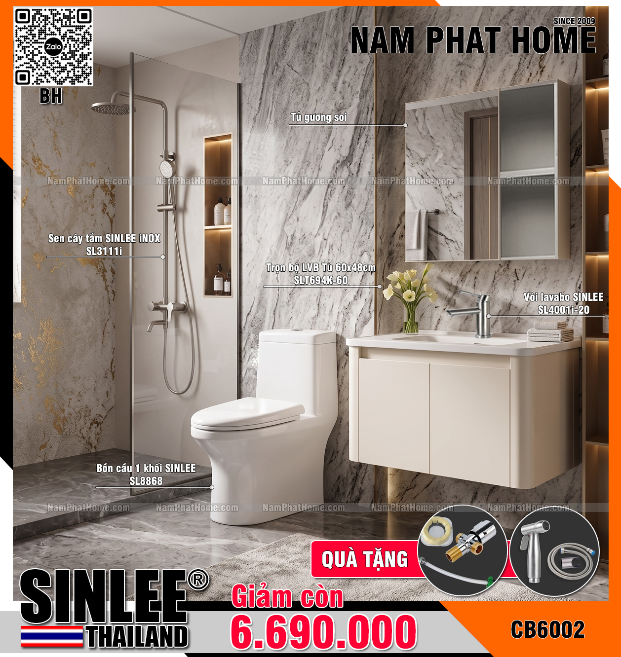 CB6002- COMBO NHÀ TẮM SINLEE CAO CẤP
