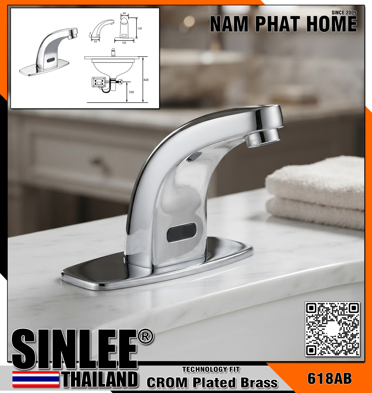 618AB – VÒI LAVABO CẢM ỨNG