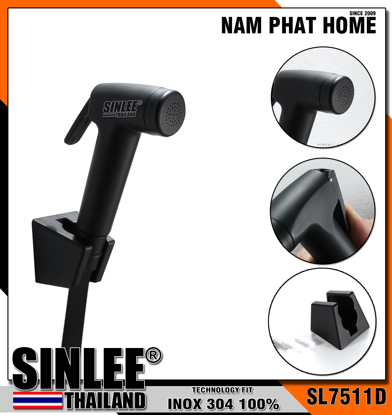 SL7511D – VÒI XỊT VỆ SINH ABS CAO CẤP MÀU ĐEN SINLEE
