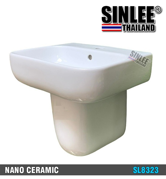SL8323 - LAVABO TREO KÈM CHÂN CHE - MẪU VUÔNG - SIZE 450x390mm