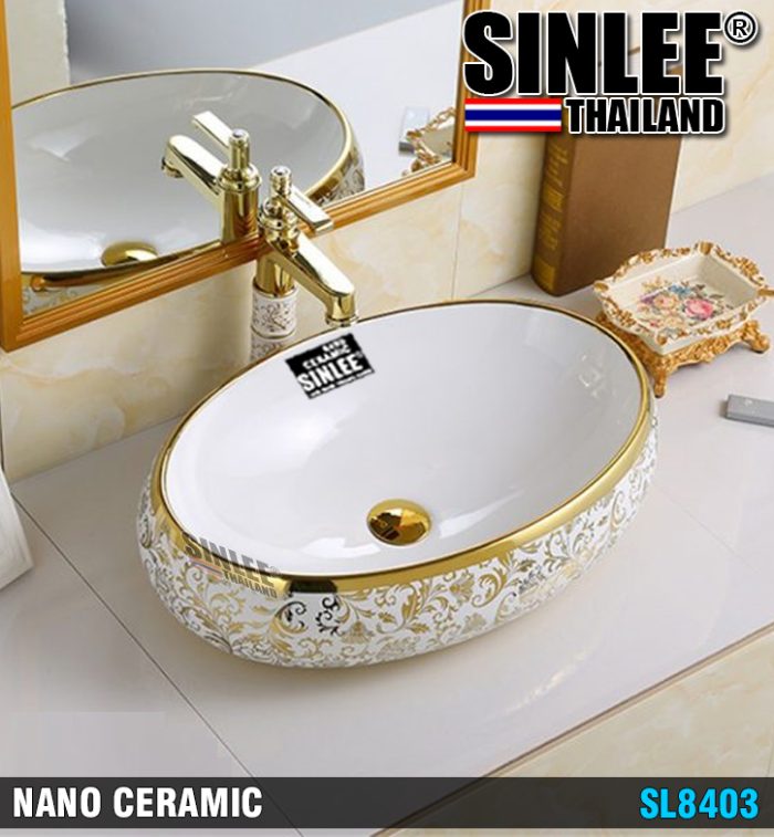 SL8403 – LAVABO SỨ ĐẶT BÀN XOÀI VÀNG SINLEE 600x340x130mm