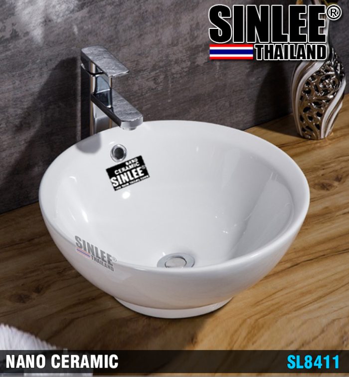 SL8411 – LAVABO SỨ ĐẶT BÀN TÔ TRÒN SINLEE