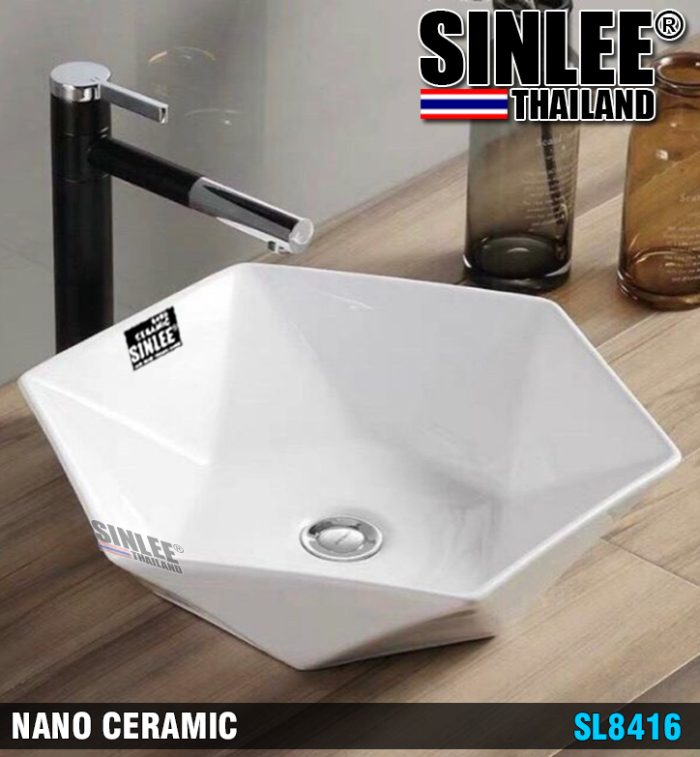 SL8416 – LAVABO SỨ ĐẶT BÀN KIM CƯƠNG SINLEE