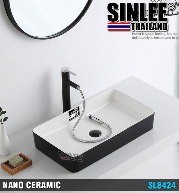 SL8424 – LAVABO SỨ ĐẶT BÀN MÀU ĐEN SINLEE
