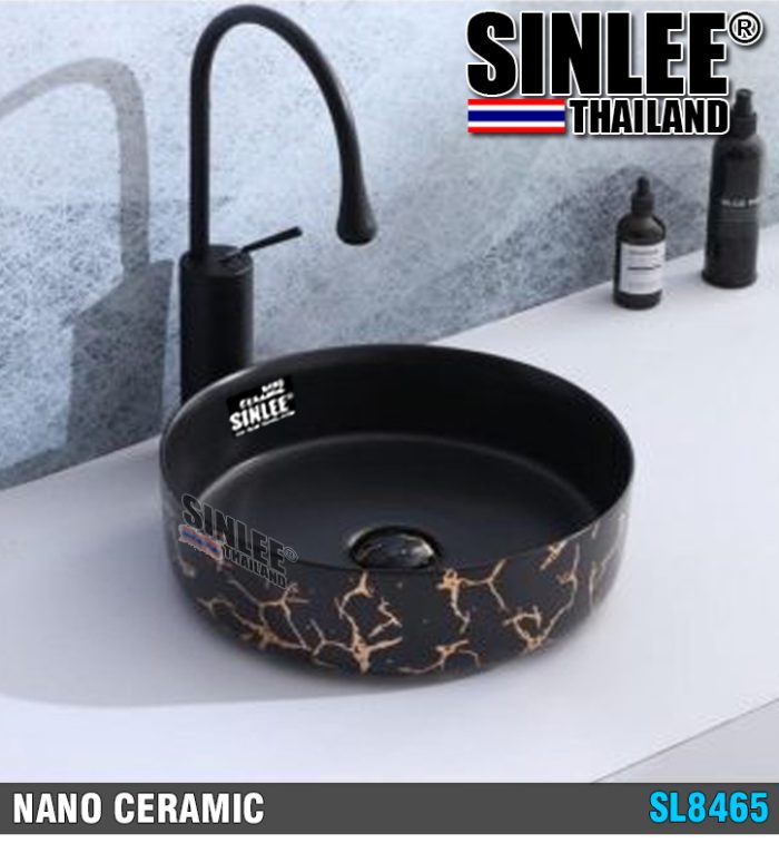 SL8465 – LAVABO ĐẶT BÀN TRÒN MẠ VÀNG SINLEE – 360x360x110mm