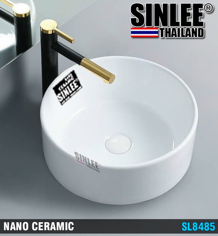 SL8485 – LAVABO SỨ ĐẶT BÀN TRÒN 410X410X140MM SINLEE