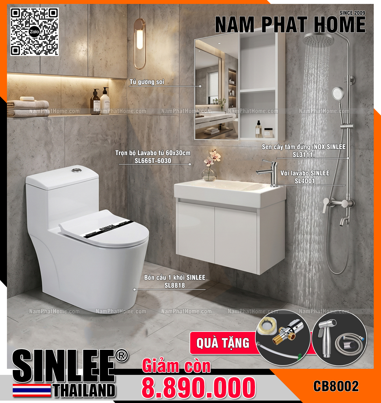 CB8002- COMBO NHÀ TẮM SINLEE CAO CẤP
