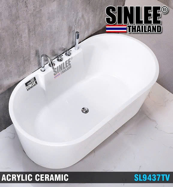 SL9410– BỒN TẮM NẰM, NGÂM ĐỘC LẬP OVAL VUÔNG SINLEE, Acrylic phủ Ceramic 