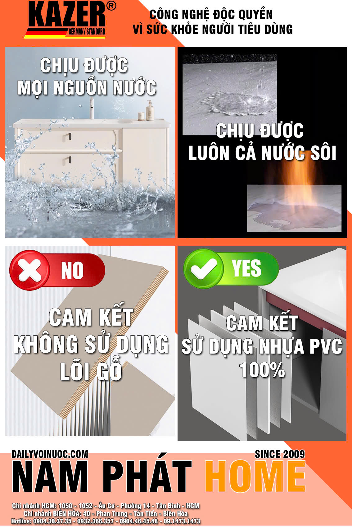 SOURT MẪU TỦ PVC 100% - Tủ lavabo KAZER KZTD602 - Nhựa 100% Nhập khẩu - 1 Phiên Bản