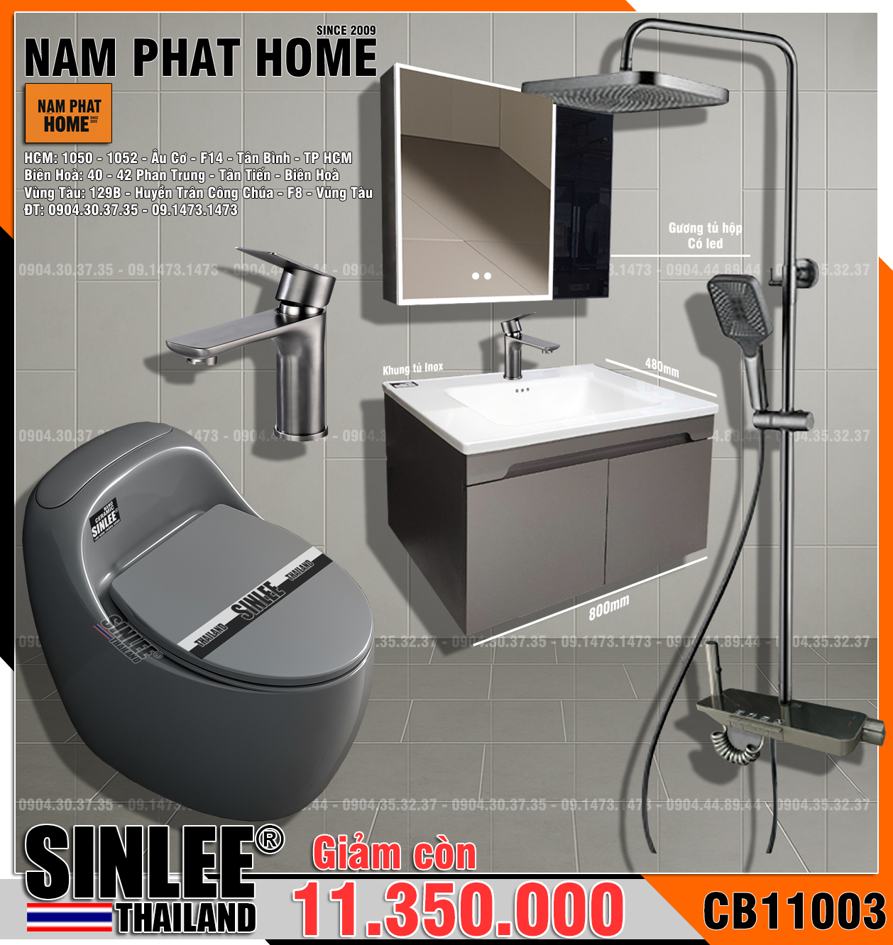 CB11003- COMBO NHÀ TẮM SINLEE CAO CẤP 