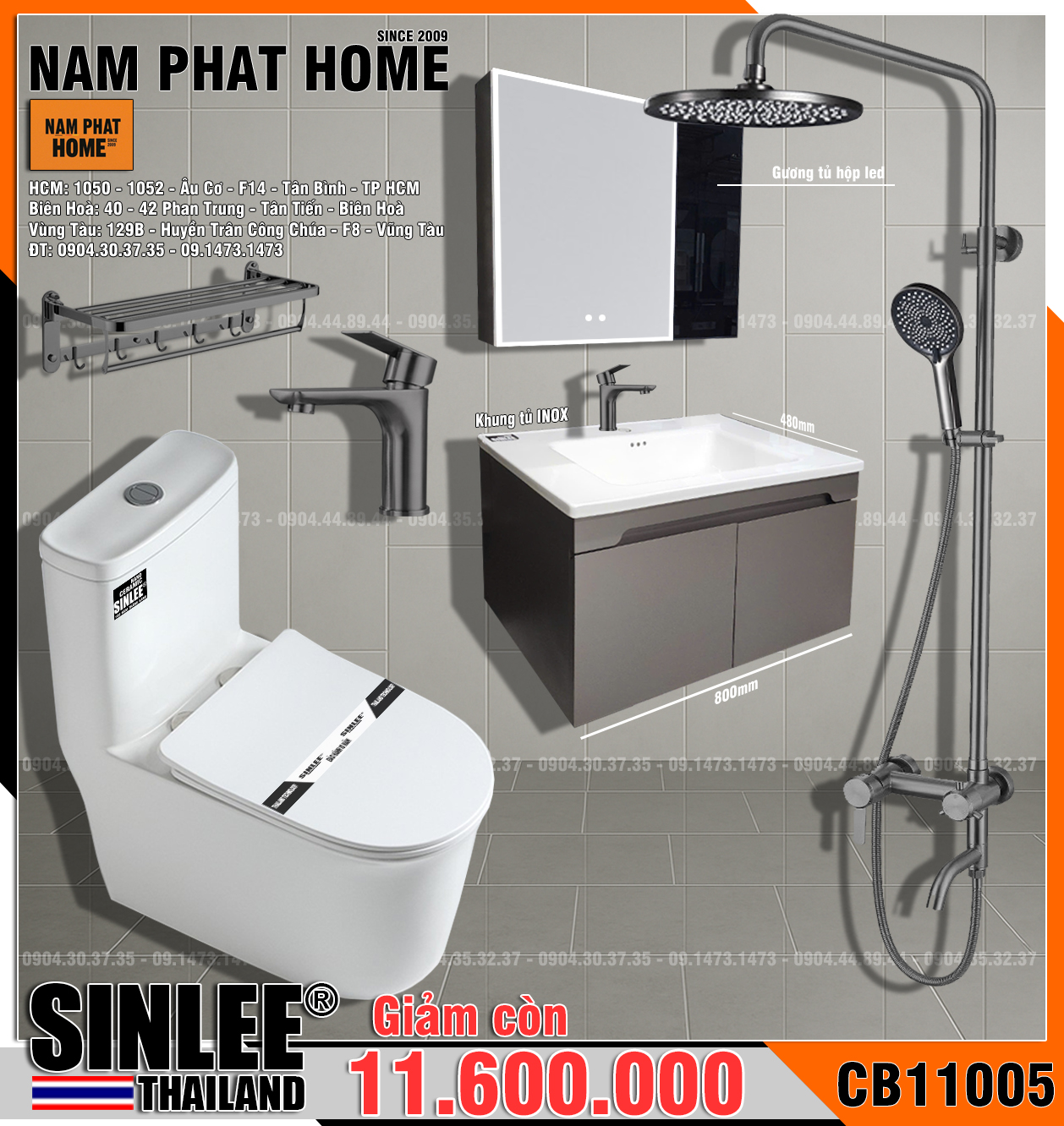 CB11005- COMBO NHÀ TẮM SINLEE CAO CẤP 