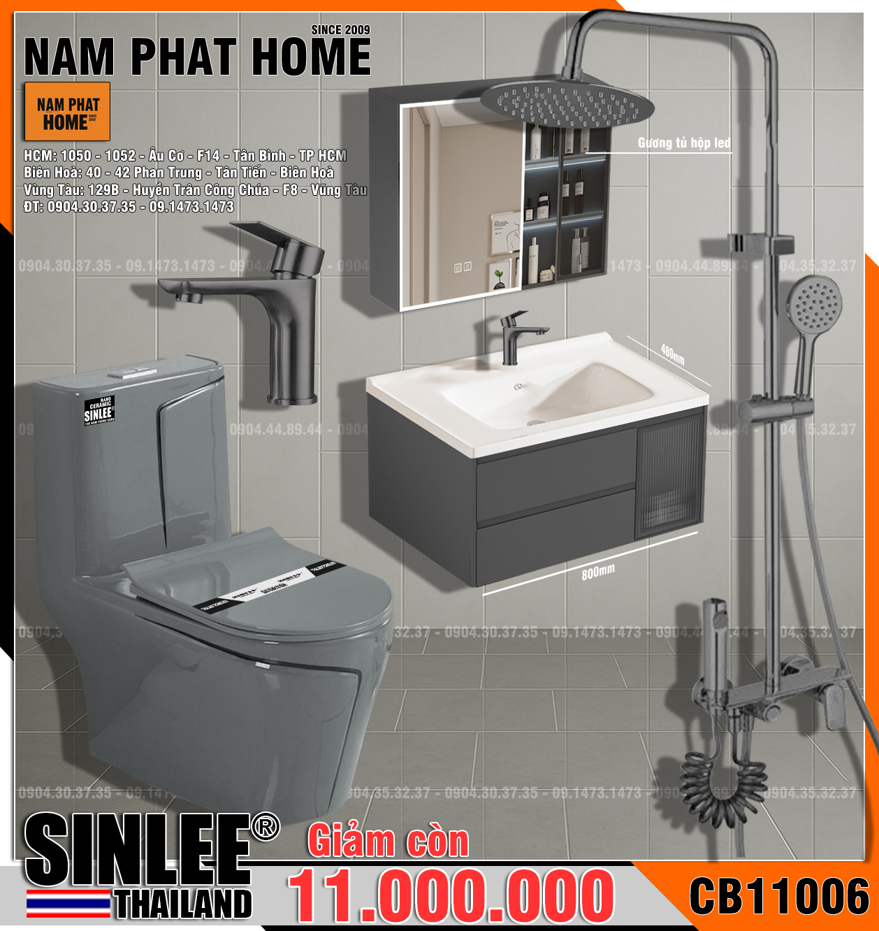 CB11006- COMBO NHÀ TẮM SINLEE CAO CẤP 
