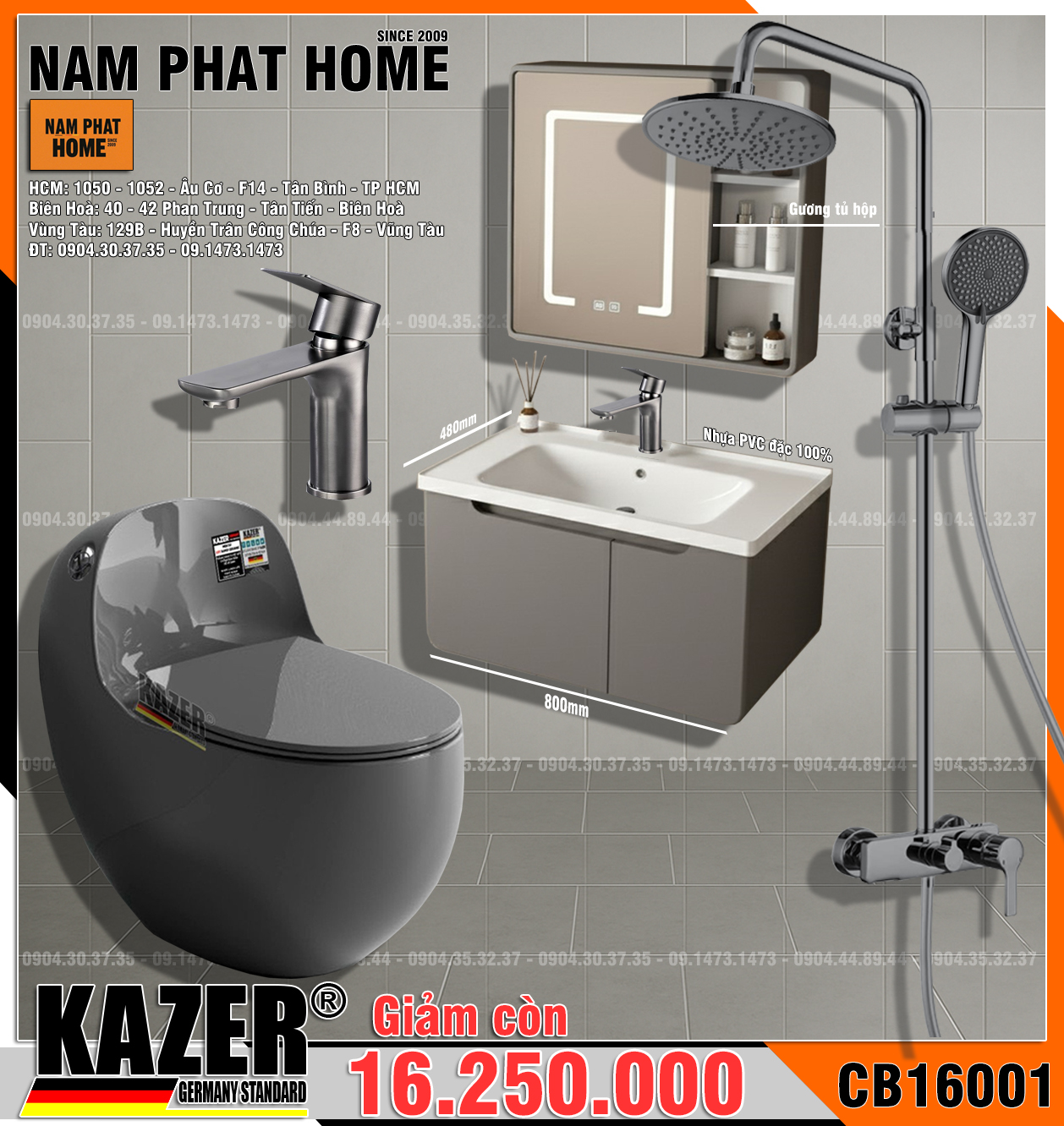 CB16001- COMBO NHÀ TẮM SINLEE CAO CẤP 