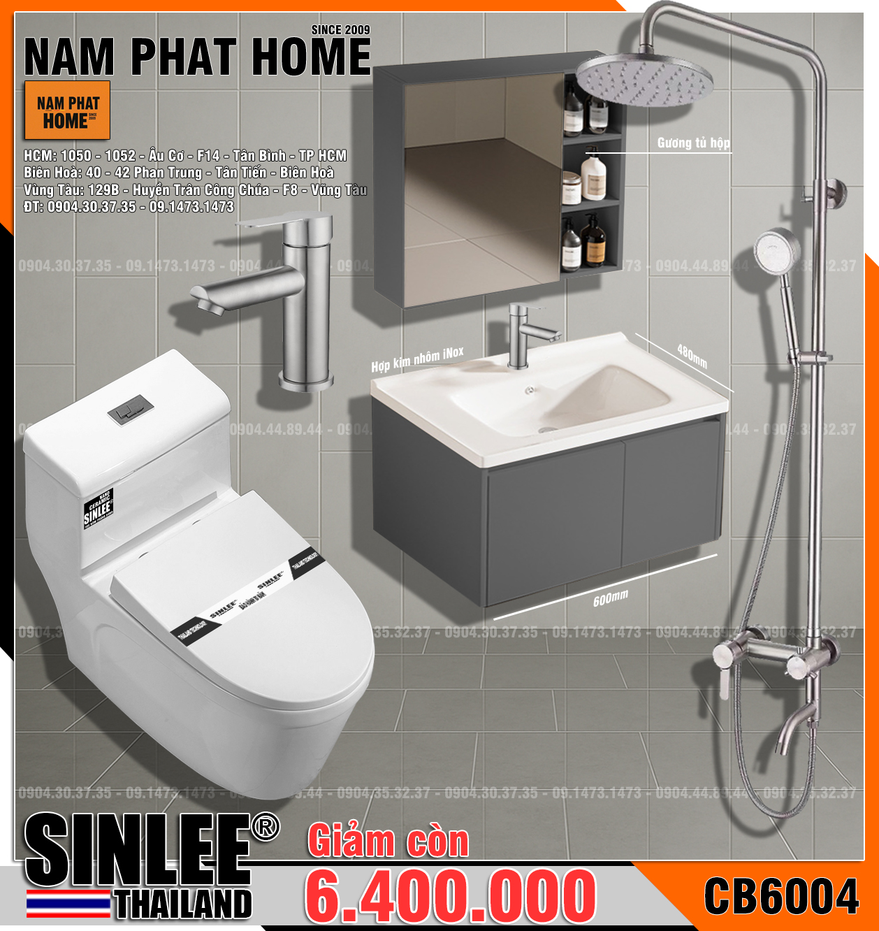 CB6004- COMBO NHÀ TẮM SINLEE CAO CẤP 