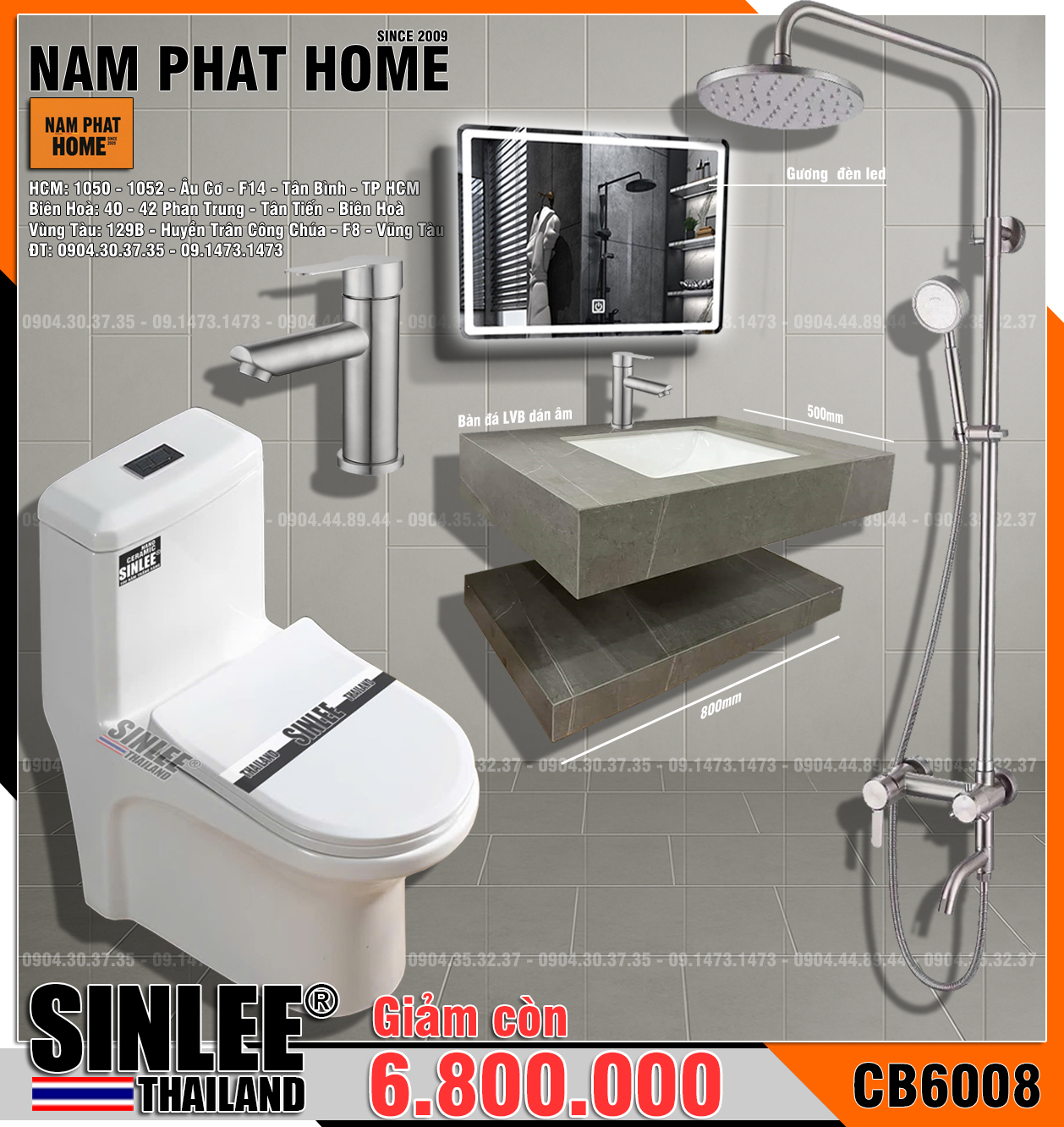 CB6008- COMBO NHÀ TẮM SINLEE CAO CẤP 