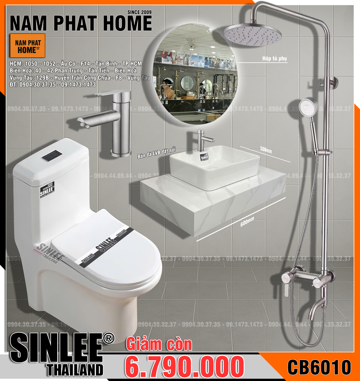 CB6010- COMBO NHÀ TẮM SINLEE CAO CẤP 