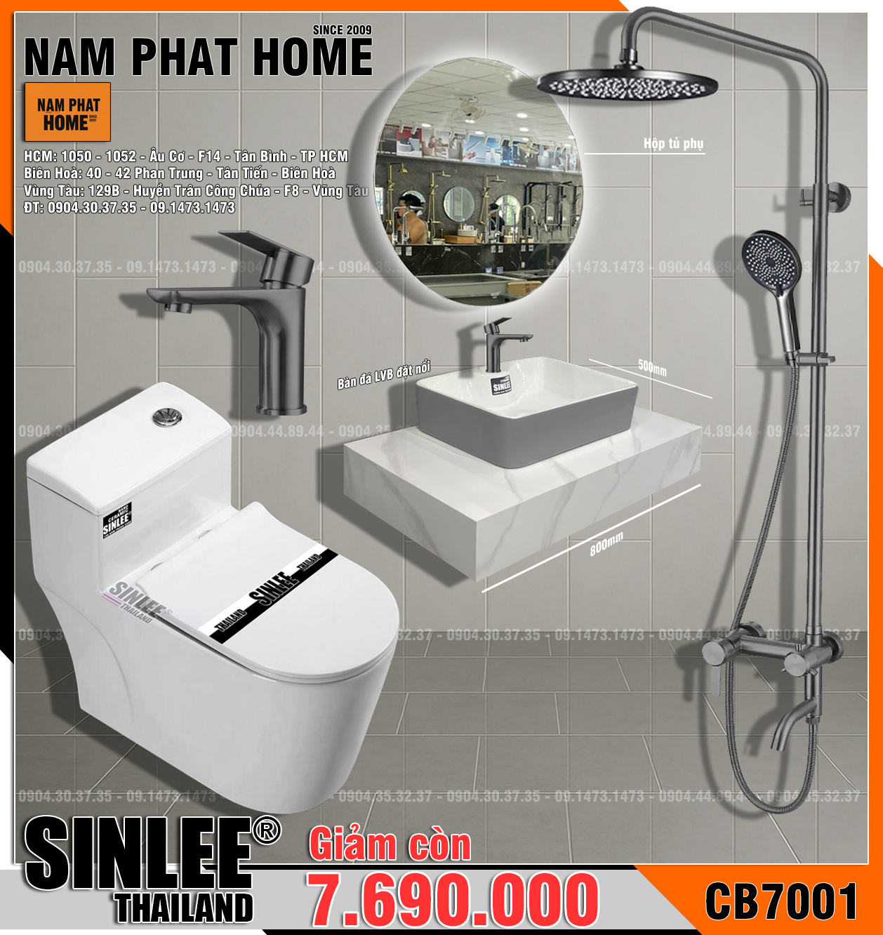 CB7001- COMBO NHÀ TẮM SINLEE CAO CẤP