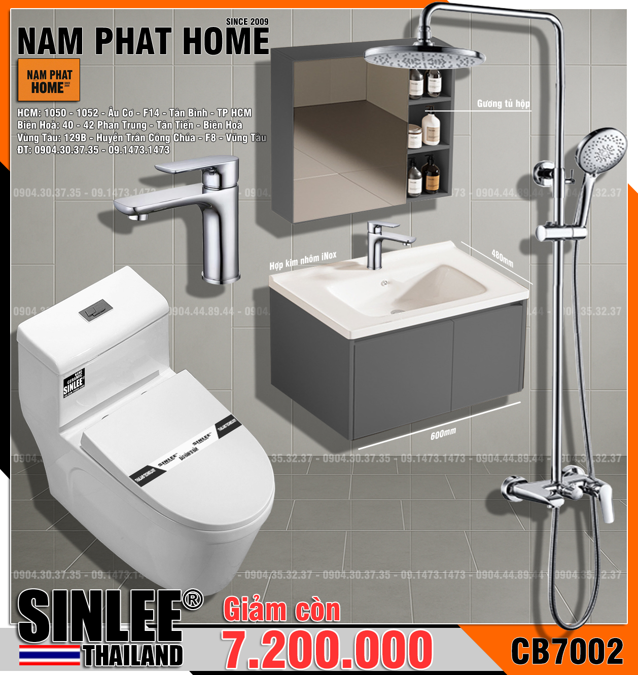 CB7002- COMBO NHÀ TẮM SINLEE CAO CẤP 