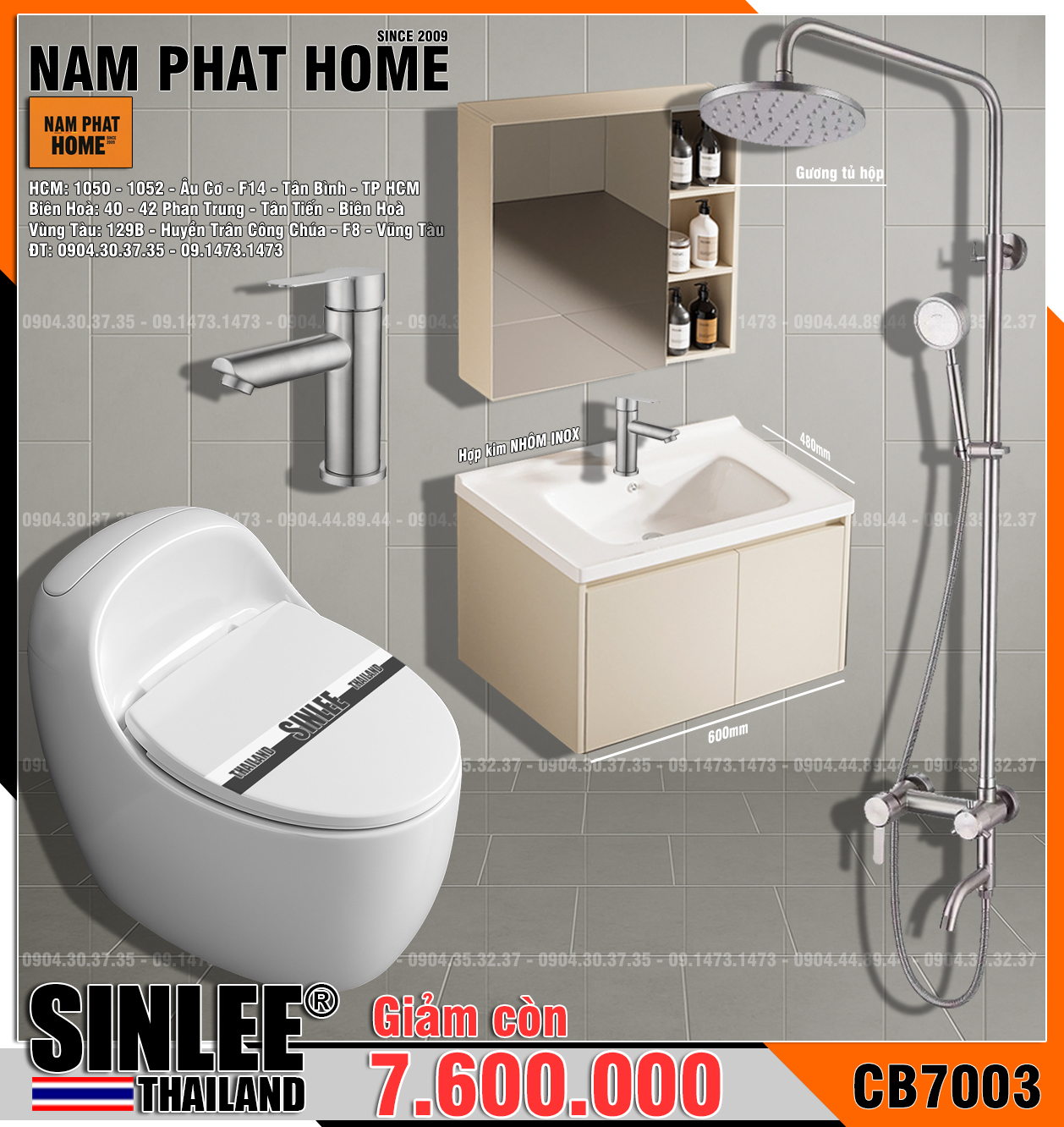 CB7003- COMBO NHÀ TẮM SINLEE CAO CẤP