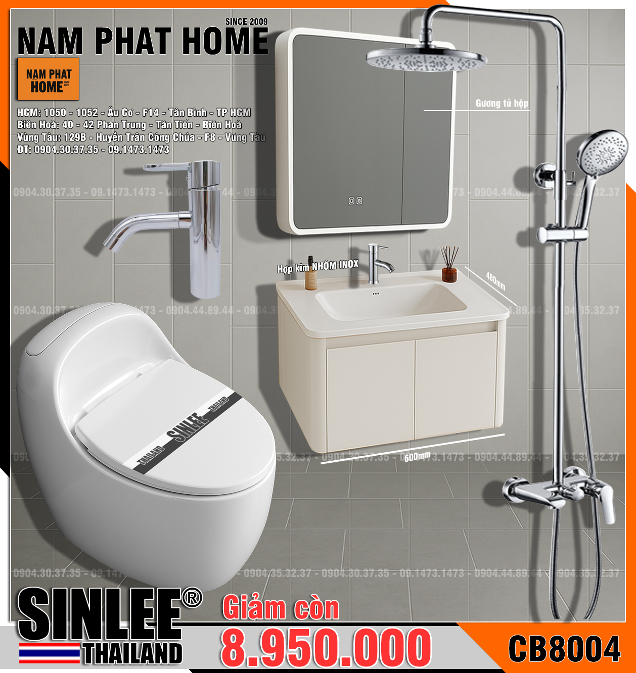CB8004- COMBO NHÀ TẮM SINLEE CAO CẤP