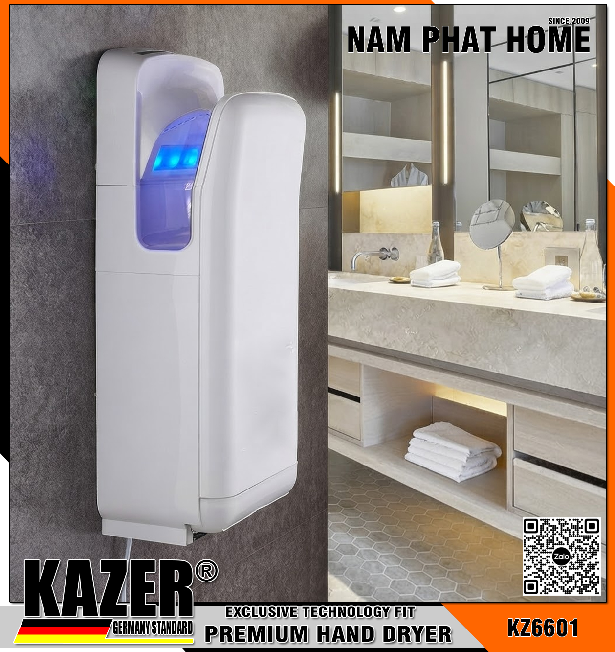 KZ6601- MÁY SẤY TAY THÔNG MINH KAZER AUTOMATIC 