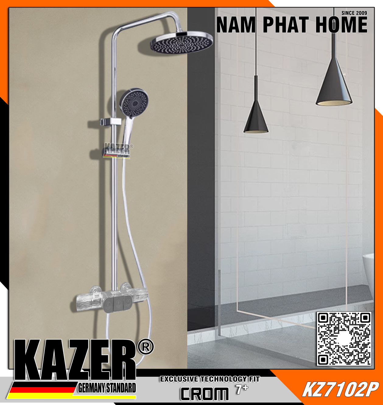 KZ7102P – SEN CÂY ĐỒNG THAU MẠ CROM 7+ KAZER THANH LÝ MẪU