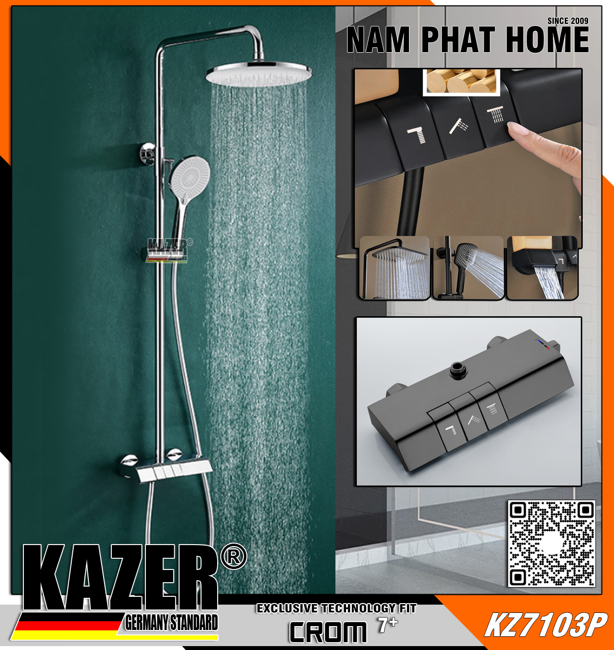 KZ7103P – SEN CÂY ĐỒNG THAU MẠ CROM 7+ KAZER