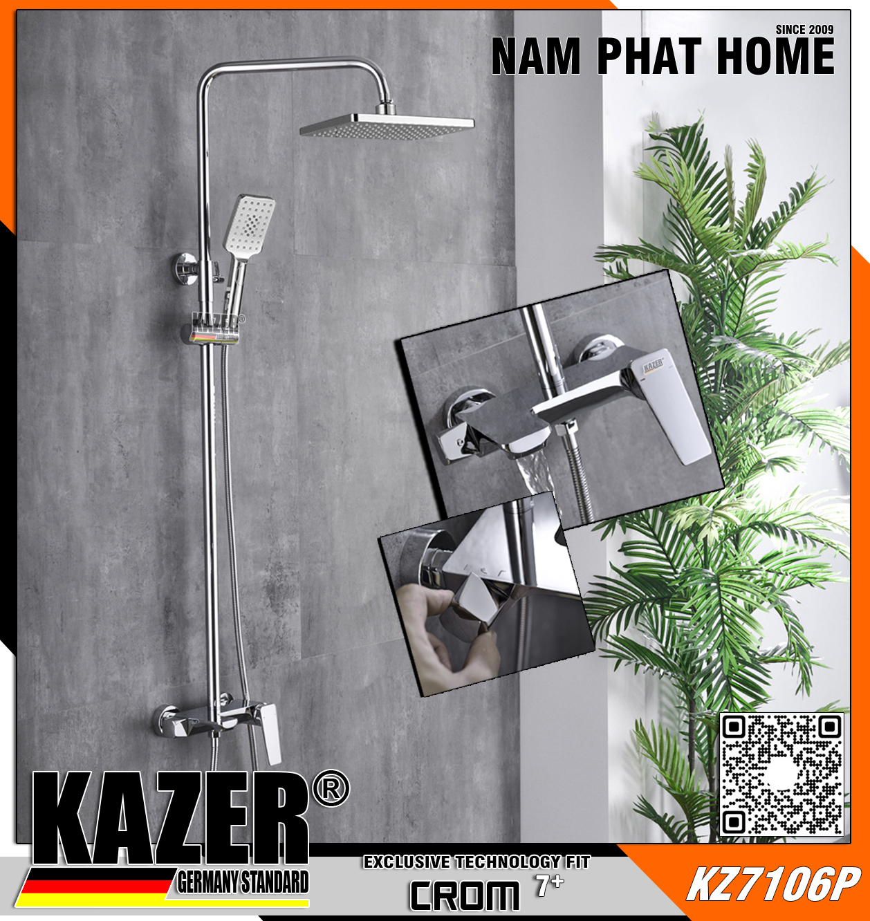 KZ7106P – SEN CÂY ĐỒNG THAU MẠ CROM 7+ KAZER - FIX