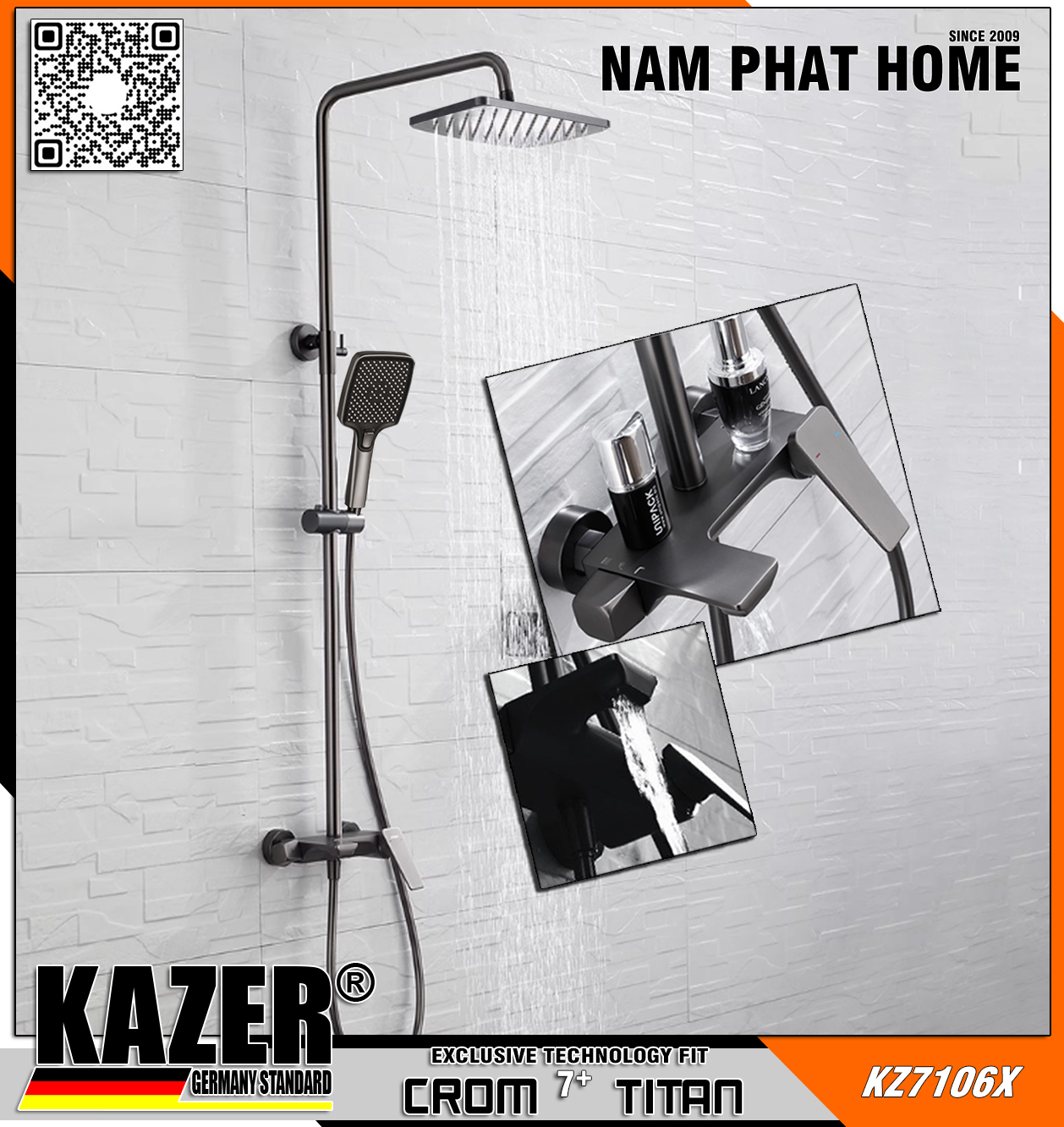 KZ7106X – SEN CÂY ĐỒNG THAU MẠ CROM 7+ TITAN KAZER - FIX