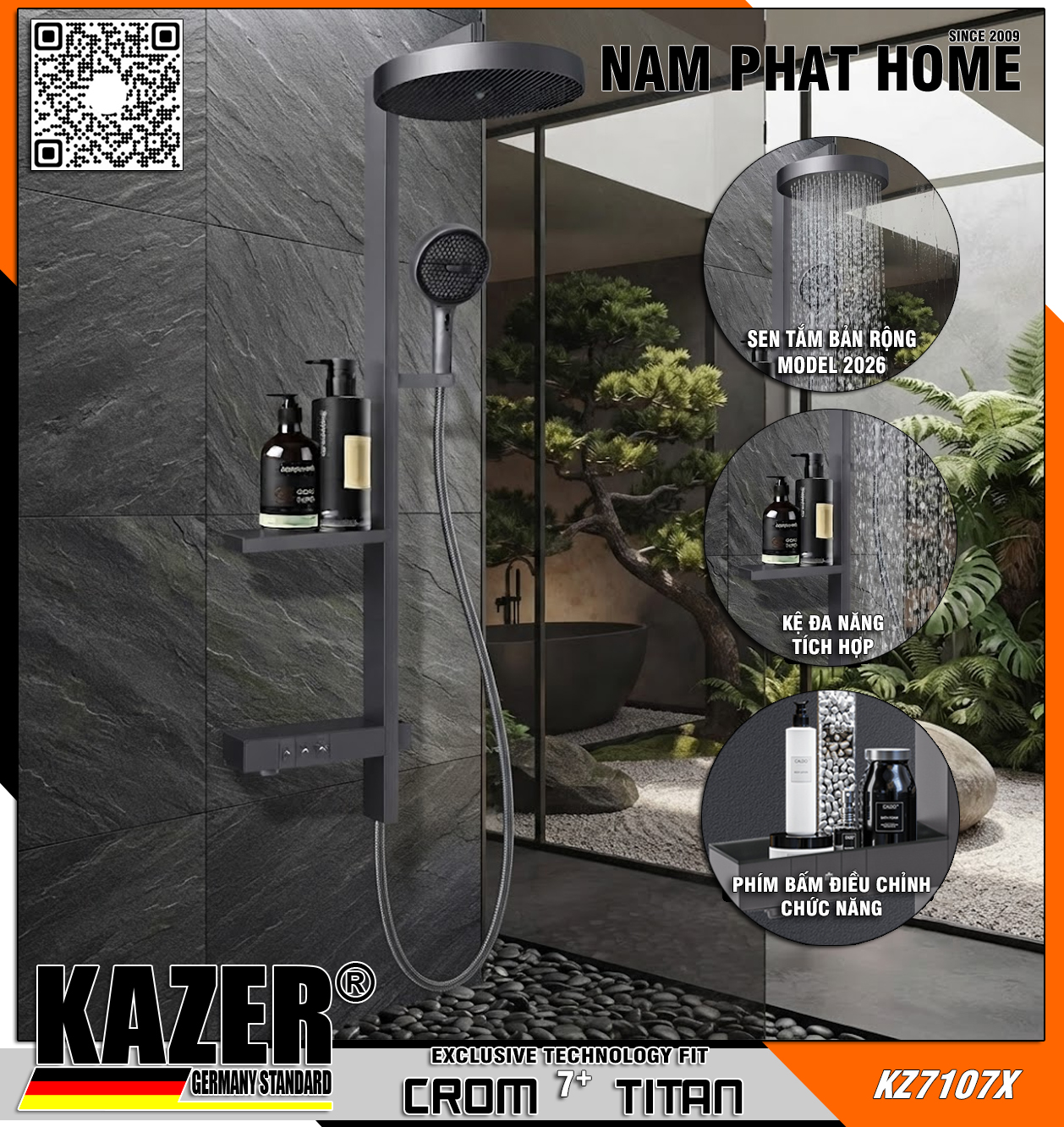 KZ7107X – SEN CÂY ĐỒNG THAU MẠ CROM 7+ TITAN KAZER
