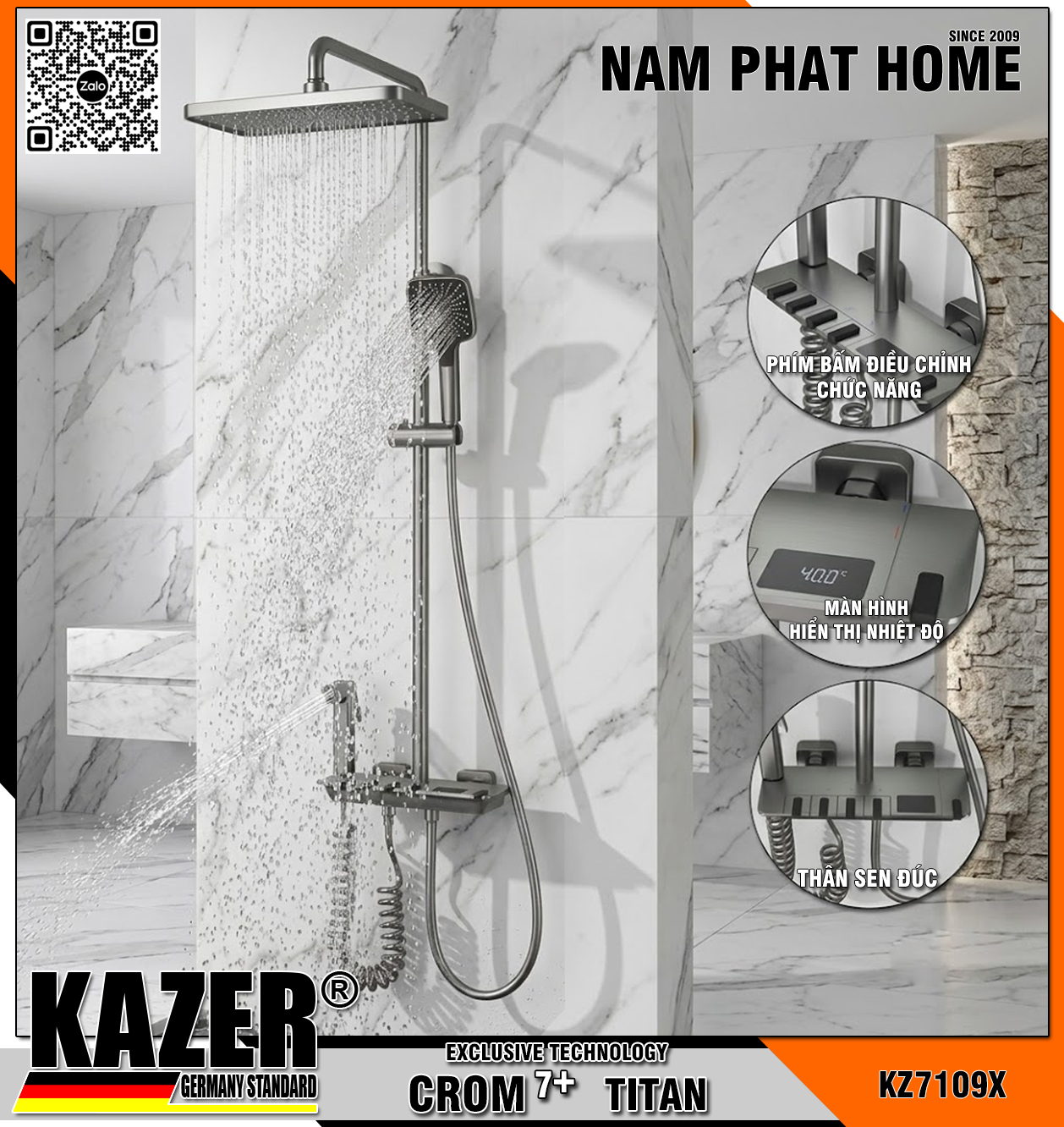 KZ7109X – SEN CÂY ĐỒNG THAU MẠ CROM 7+ TITAN KAZER