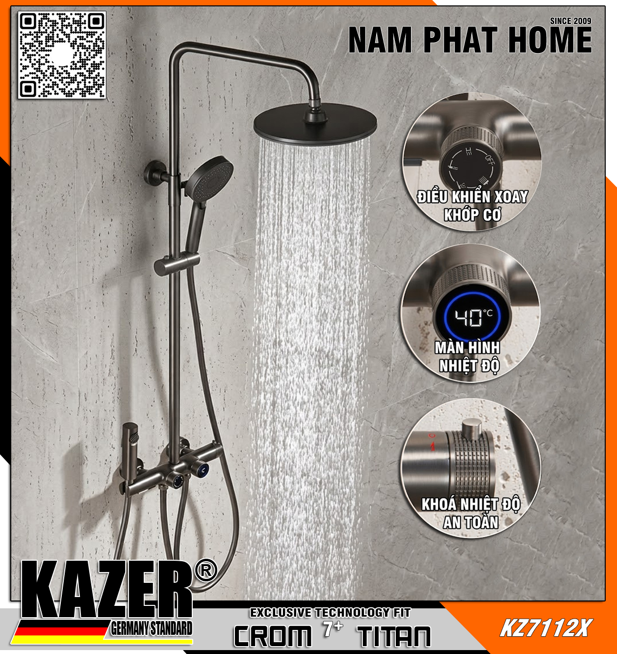 KZ7112X – SEN CÂY ĐỒNG THAU MẠ CROM 7+ TITAN KAZER