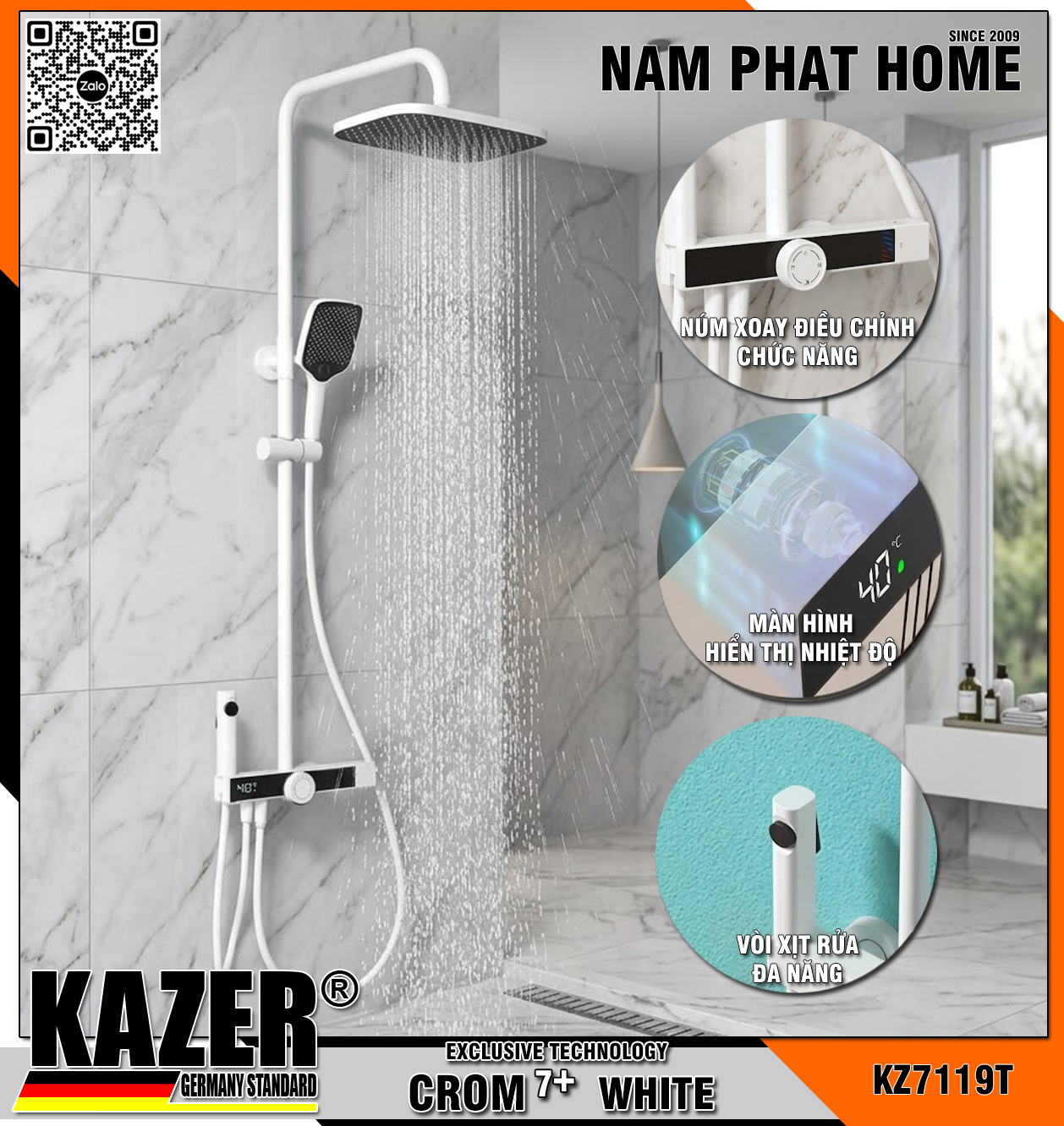 KZ7119T – SEN CÂY ĐỒNG THAU MẠ CROM 7+ WHITE KAZER 