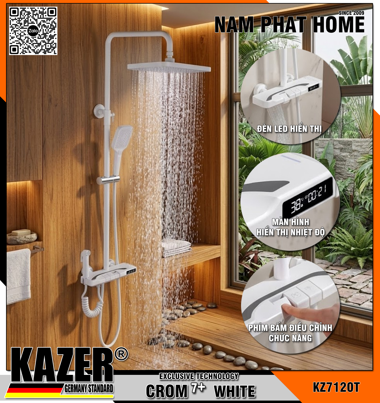 KZ7120T – SEN CÂY ĐỒNG THAU MẠ CROM 7+ WHITE KAZER 
