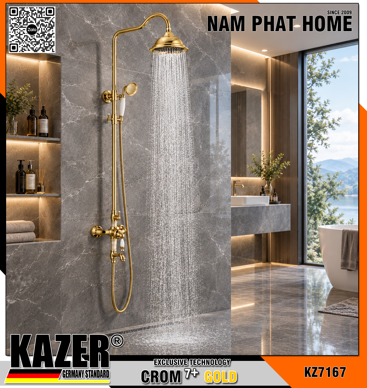 KZ7167 – SEN CÂY ĐỒNG THAU MẠ CROM 7+ GOLD KAZER 