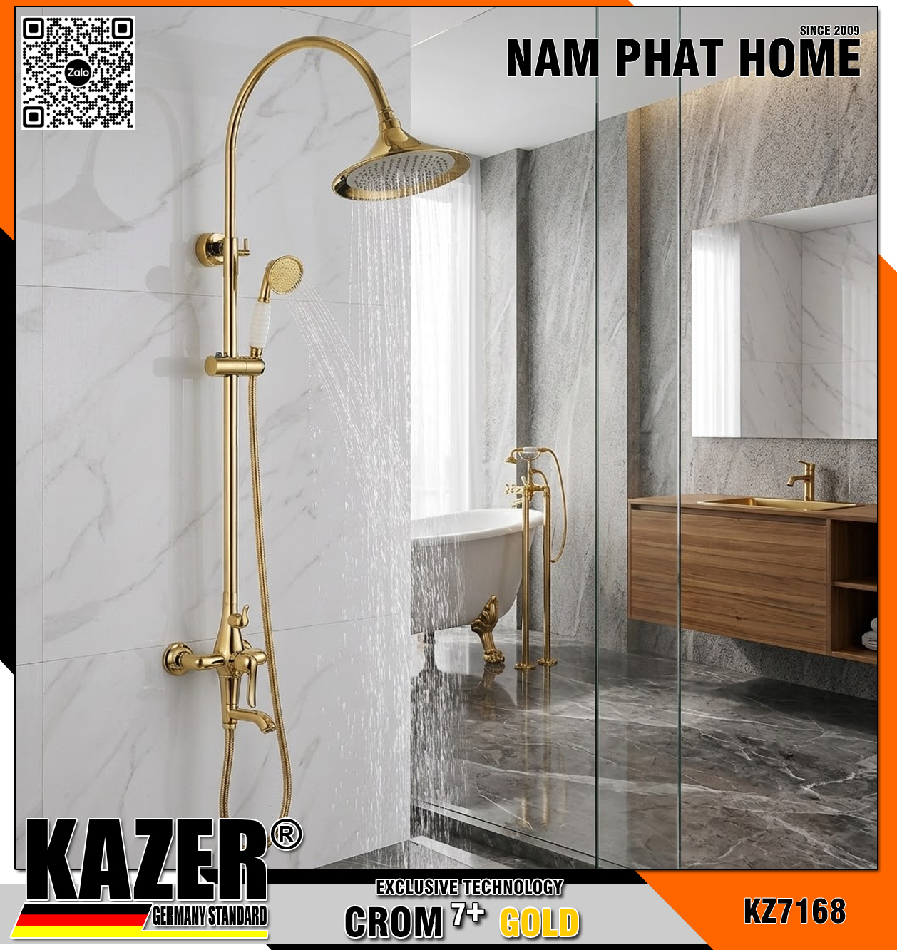 KZ7168 – SEN CÂY ĐỒNG THAU MẠ CROM 7+ GOLD KAZER 