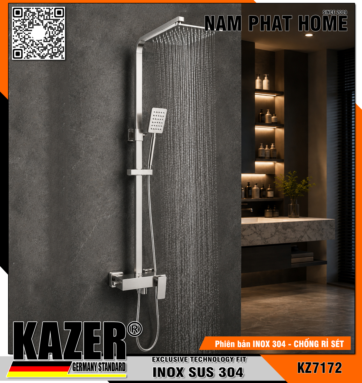 KZ7172 – SEN CÂY KAZER INOX 304 (CHUẨN NGUYÊN CHẤT) , ỐNG VUÔNG