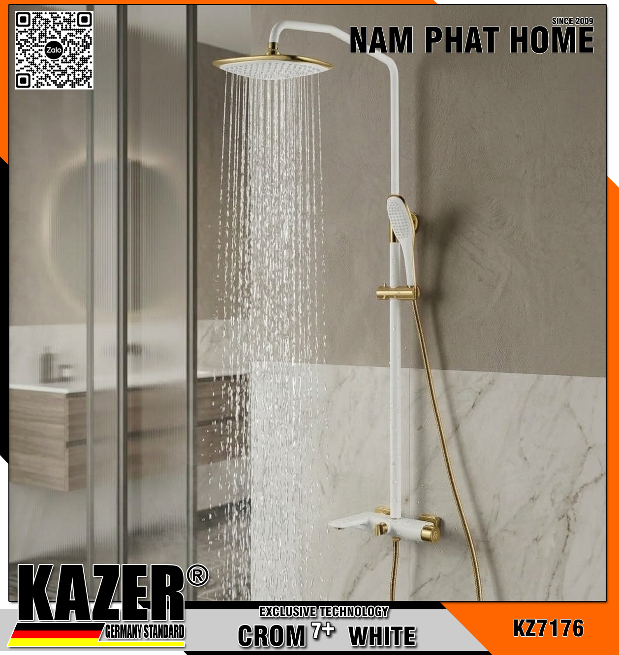 KZ7176 – SEN CÂY ĐỒNG THAU MẠ CROM 7+ WHITE KAZER 