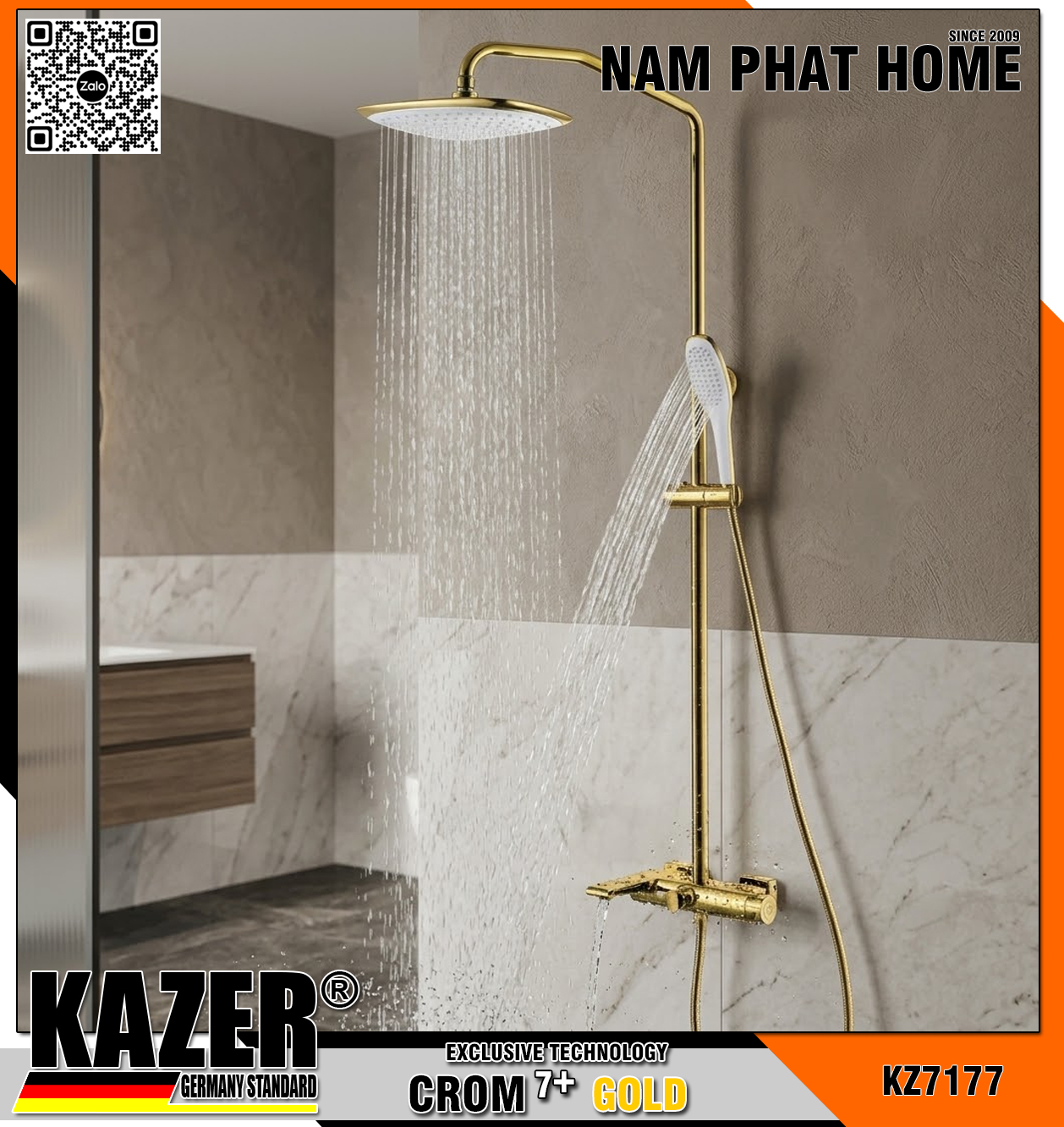 KZ7177 – SEN CÂY ĐỒNG THAU MẠ CROM 7+ GOLD KAZER 