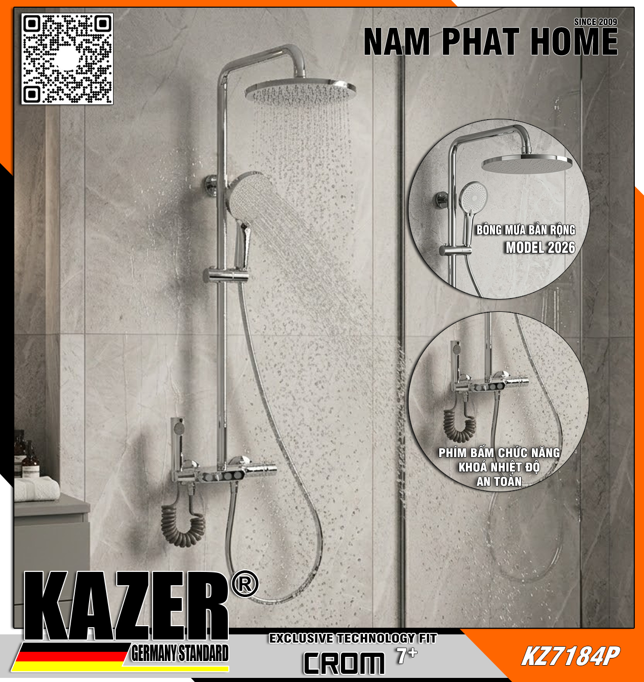 KZ7184P – SEN CÂY ĐỒNG THAU MẠ CROM 7+ KAZER