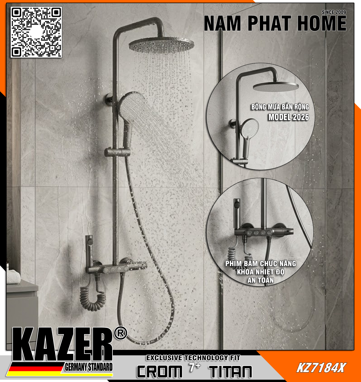 KZ7184X – SEN CÂY ĐỒNG THAU MẠ CROM 7+ TITAN KAZER