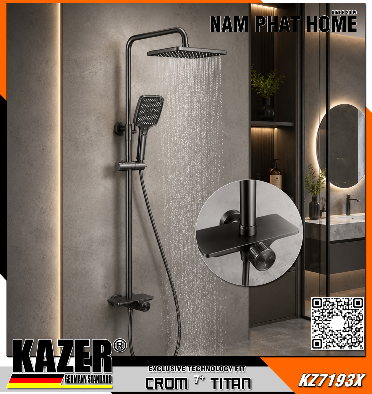 KZ7193X – SEN CÂY ĐỒNG THAU MẠ CROM 7+ TITAN KAZER  (1)