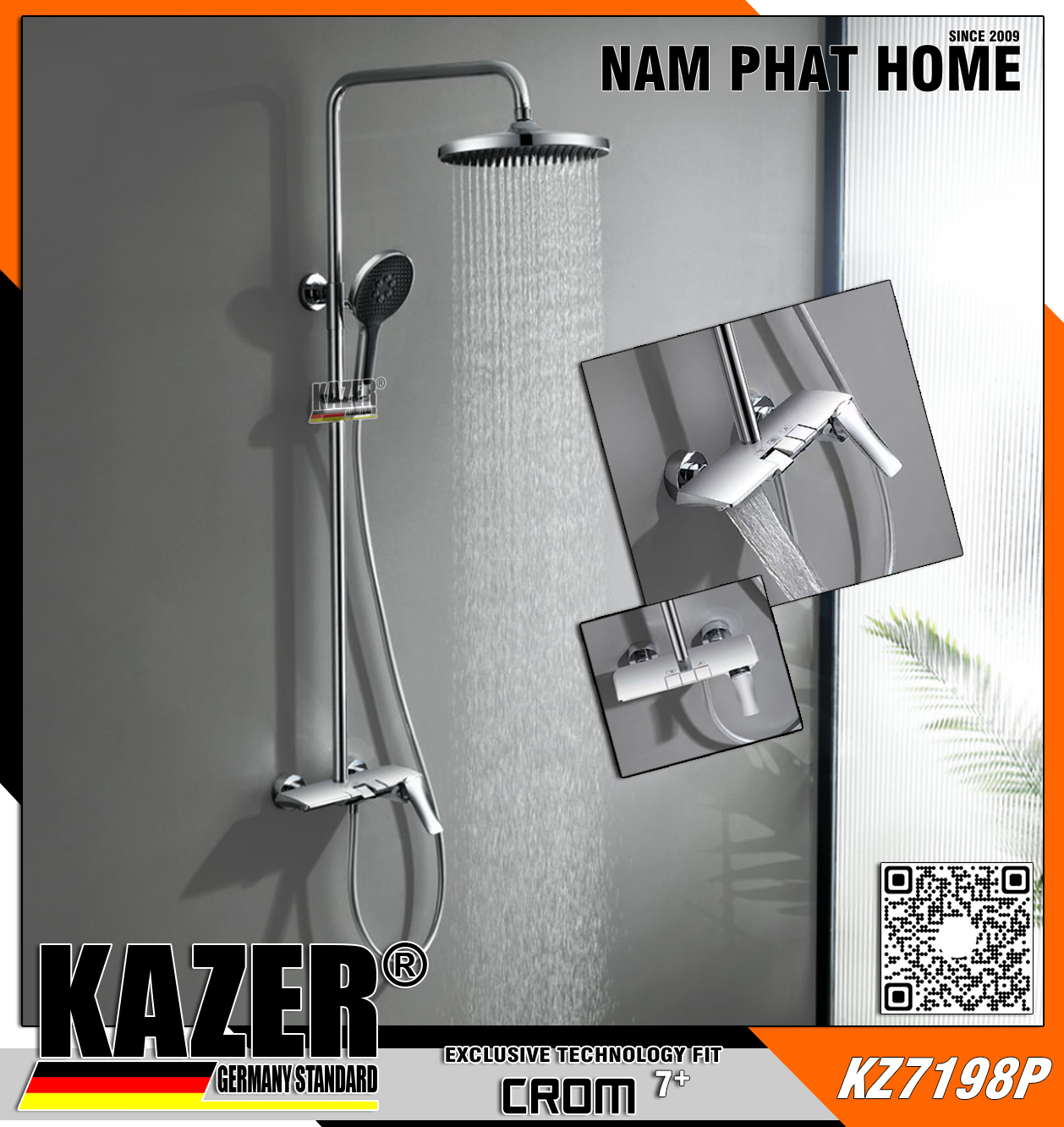 KZ7198P – SEN CÂY ĐỒNG THAU MẠ CROM 7+ KAZER