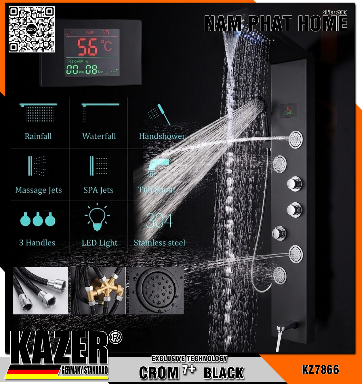  KZ7866 – SEN THUYỀN MASSAGE KAZER, CROM 7+ BLACK
