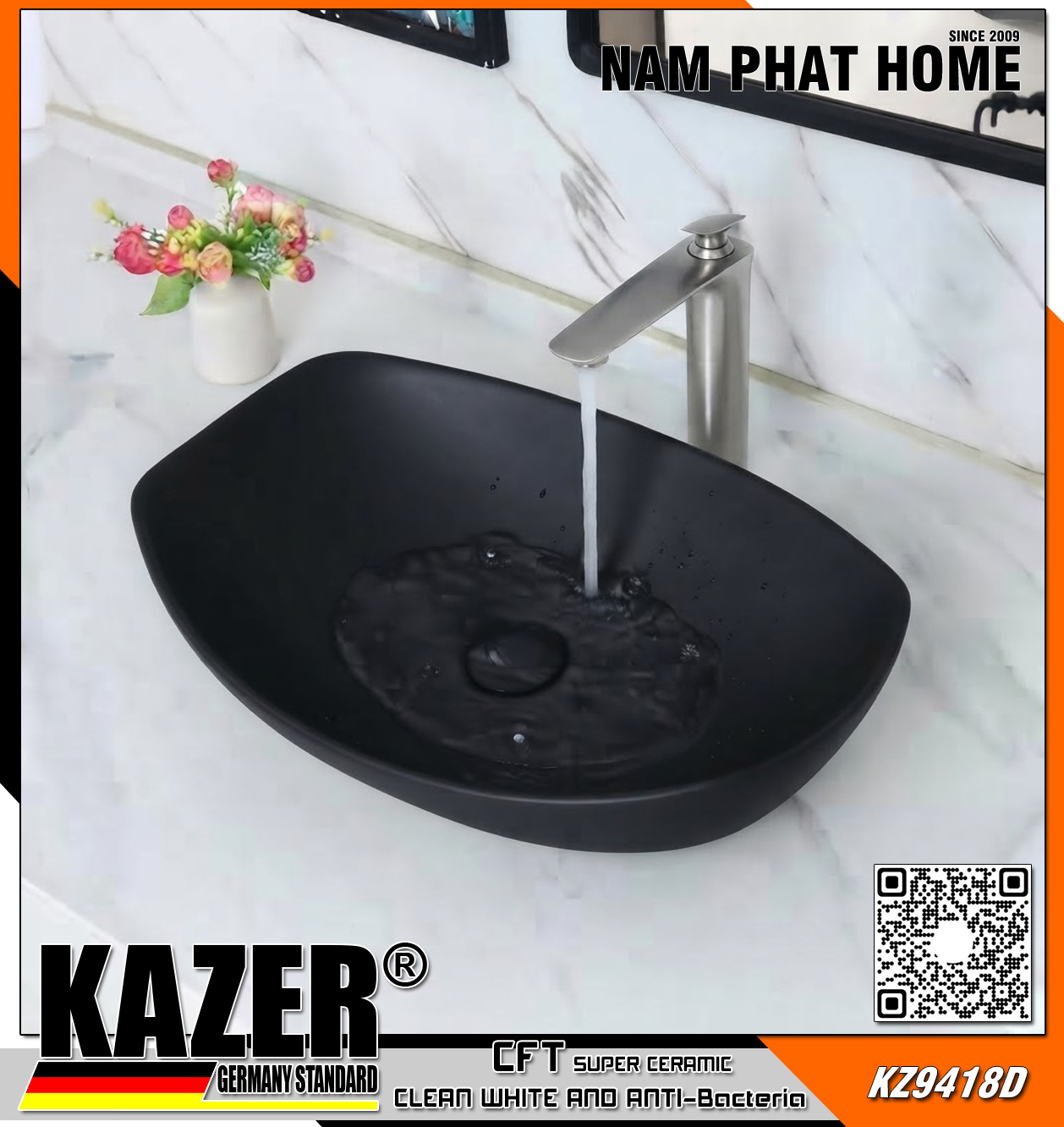 KZ9418D – LAVABO SỨ ĐẶT BÀN KAZER GERMANY 
