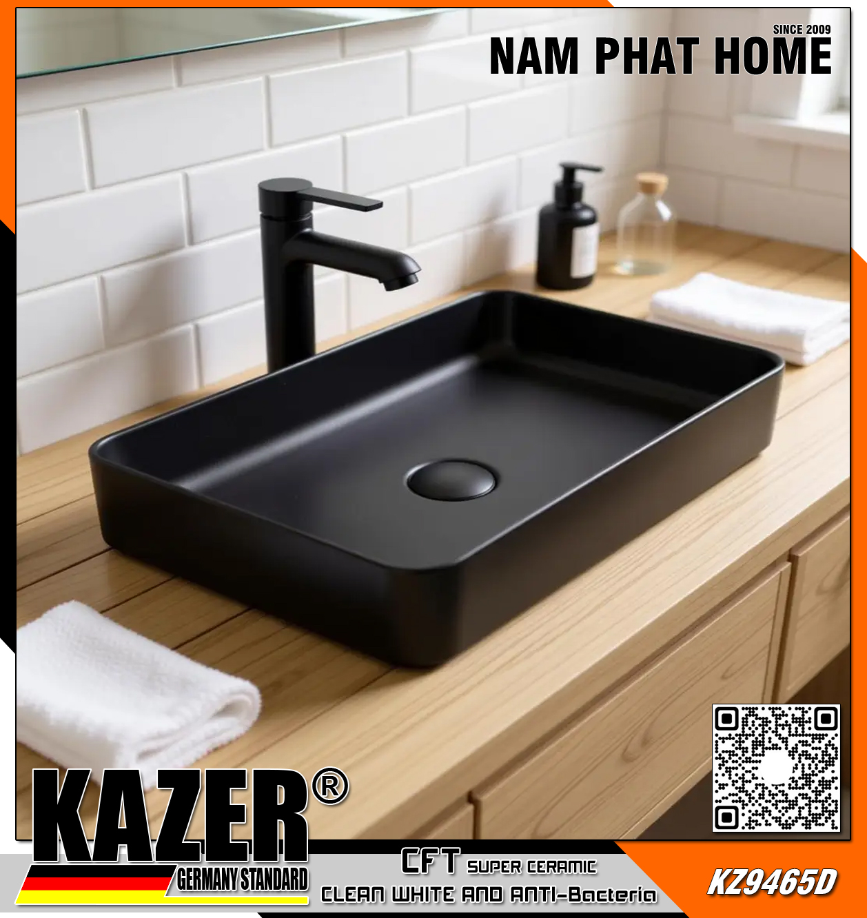 KZ9465D – LAVABO SỨ ĐẶT BÀN KAZER GERMANY 