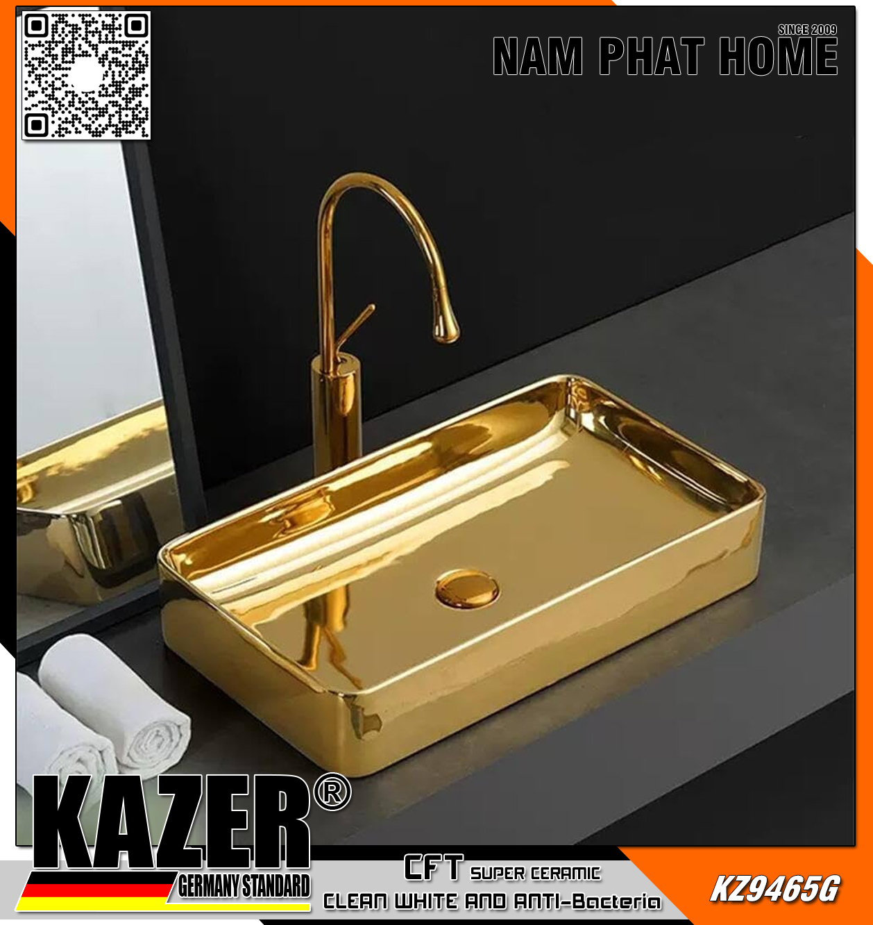 KZ9465G – LAVABO SỨ ĐẶT BÀN KAZER GERMANY 