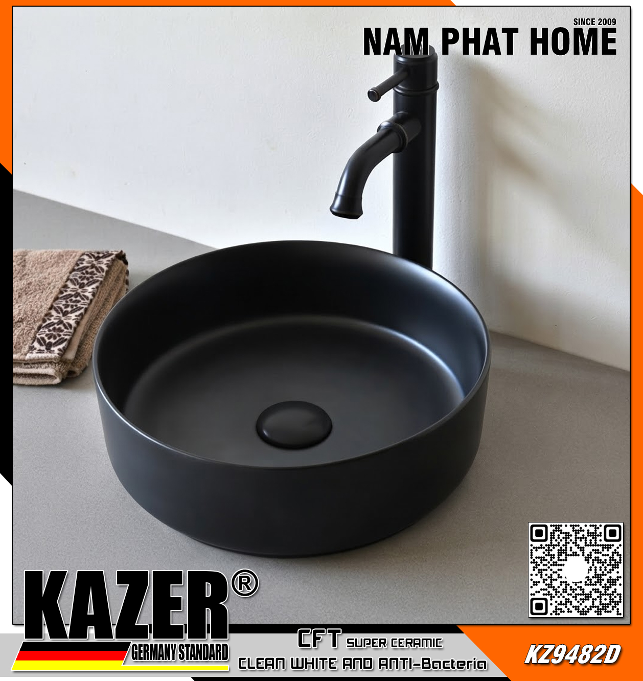 KZ9482D – LAVABO SỨ ĐẶT BÀN KAZER GERMANY 